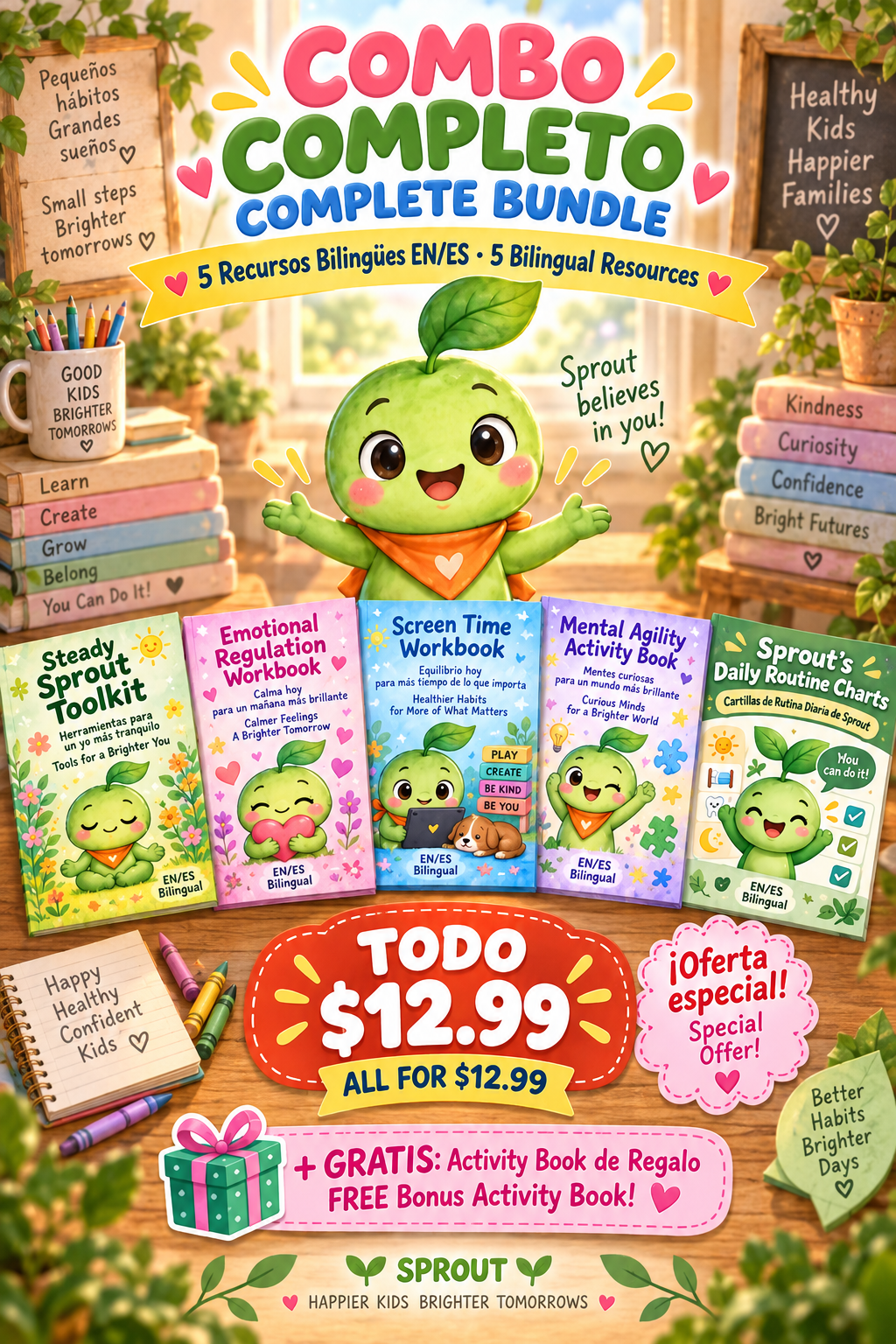 Steadfast Sprouts — Combo Completo (5 Libros Bilingües + Regalo)