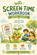 Sprout's Screen Time Workbook cover — bilingual EN/ES printable